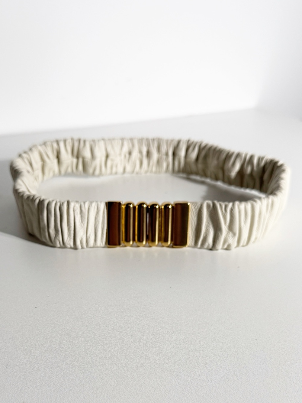 Sandro Ruched Elastic Leather Waist Belt